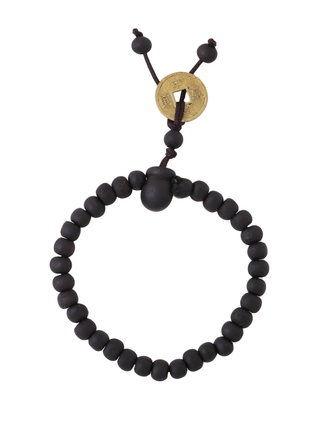 Men's Black Beaded Adjustable Braclet - NVR
