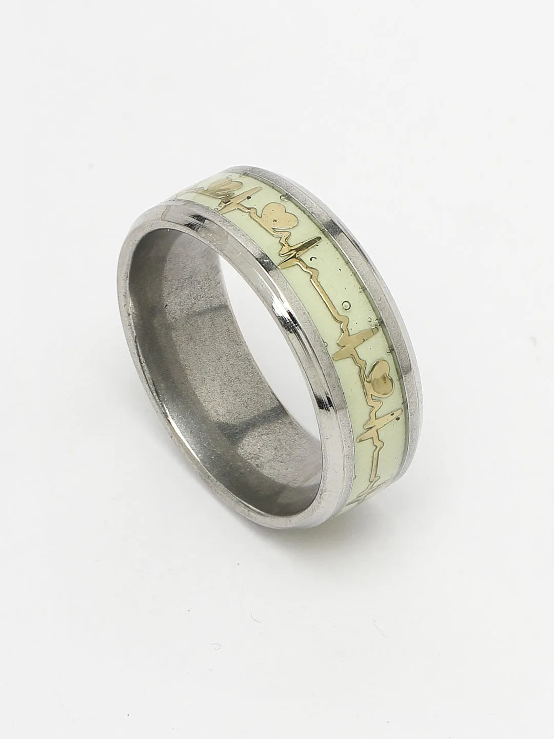 Men's Rhodium-Plated Silver-Toned Stainless Steel Finger Ring - NVR